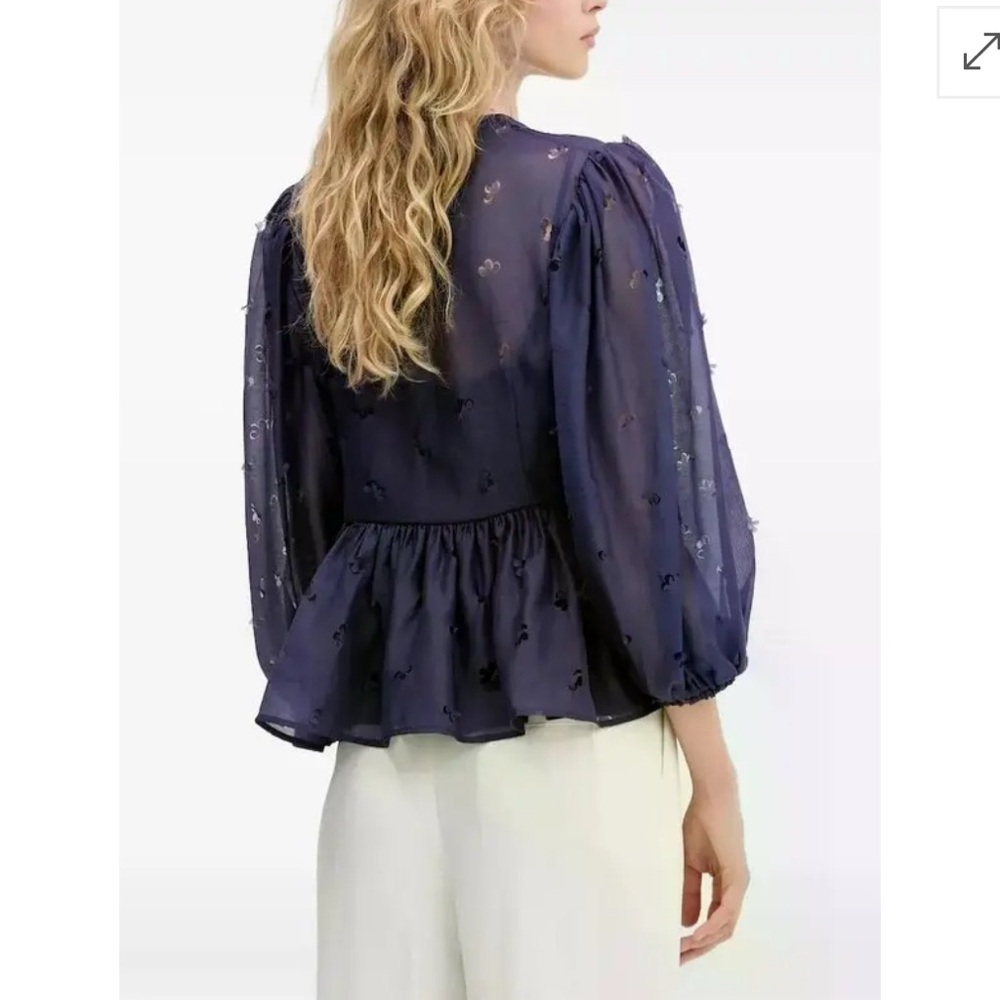 STINE GOYA 
Floral-Embellished Tie-Neck Blouse - Picture 2 of 7